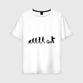 Женская футболка хлопок Oversize с принтом zombi evolution в Петрозаводске, 100% хлопок | свободный крой, круглый ворот, спущенный рукав, длина до линии бедер
 | zombi evolution | мертвец | могила | монстры | сериалы | ходячие мертвецы | эволюция