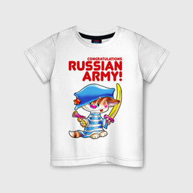 Детская футболка хлопок с принтом Котенок в тельняшке в Петрозаводске, 100% хлопок | круглый вырез горловины, полуприлегающий силуэт, длина до линии бедер | пират
