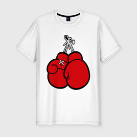 Мужская футболка премиум с принтом Боксерские перчатки в Петрозаводске, 92% хлопок, 8% лайкра | приталенный силуэт, круглый вырез ворота, длина до линии бедра, короткий рукав | бокс | боксерские перчатки | перчатки | спорт
