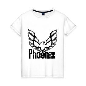 Женская футболка хлопок с принтом Феникс в Петрозаводске, 100% хлопок | прямой крой, круглый вырез горловины, длина до линии бедер, слегка спущенное плечо | девушка | птица | феникс огонь