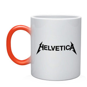 Кружка хамелеон с принтом Helvetica Metallica в Петрозаводске, керамика | меняет цвет при нагревании, емкость 330 мл | helvetica metallica | антибренд