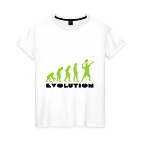 Женская футболка хлопок с принтом Tennis Evolution в Петрозаводске, 100% хлопок | прямой крой, круглый вырез горловины, длина до линии бедер, слегка спущенное плечо | tennis evolution | мяч | спорт | теннис | эволюция
