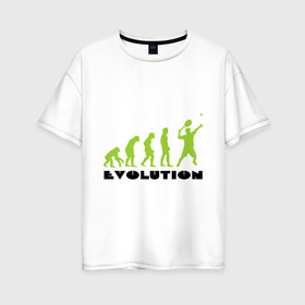 Женская футболка хлопок Oversize с принтом Tennis Evolution в Петрозаводске, 100% хлопок | свободный крой, круглый ворот, спущенный рукав, длина до линии бедер
 | tennis evolution | мяч | спорт | теннис | эволюция