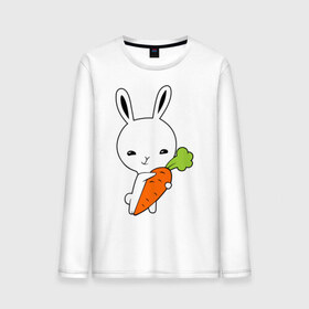 Мужской лонгслив хлопок с принтом Зайчик с морковкой в Петрозаводске, 100% хлопок |  | животные | зайка | зайчик | зайчик с морковкой | морковка