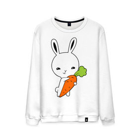 Мужской свитшот хлопок с принтом Зайчик с морковкой в Петрозаводске, 100% хлопок |  | Тематика изображения на принте: животные | зайка | зайчик | зайчик с морковкой | морковка