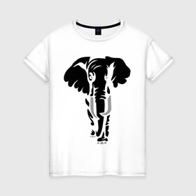 Женская футболка хлопок с принтом Слон в Петрозаводске, 100% хлопок | прямой крой, круглый вырез горловины, длина до линии бедер, слегка спущенное плечо | слон
