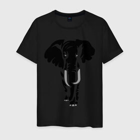 Мужская футболка хлопок с принтом Слон в Петрозаводске, 100% хлопок | прямой крой, круглый вырез горловины, длина до линии бедер, слегка спущенное плечо. | Тематика изображения на принте: слон