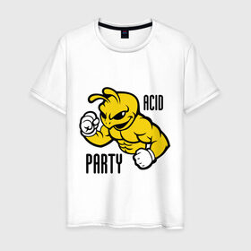 Мужская футболка хлопок с принтом Acid party в Петрозаводске, 100% хлопок | прямой крой, круглый вырез горловины, длина до линии бедер, слегка спущенное плечо. | Тематика изображения на принте: acid party | dj 
 клубная музыка | rnb | клубные