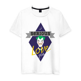 Мужская футболка хлопок с принтом Джокер в Петрозаводске, 100% хлопок | прямой крой, круглый вырез горловины, длина до линии бедер, слегка спущенное плечо. | 