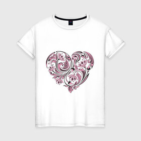 Женская футболка хлопок с принтом Расписное сердце в Петрозаводске, 100% хлопок | прямой крой, круглый вырез горловины, длина до линии бедер, слегка спущенное плечо | 14 февраля | love is.. | влюбленным | красивые рисунки | расписное сердце | сердца | сердце