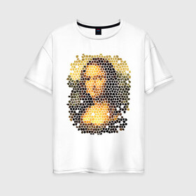 Женская футболка хлопок Oversize с принтом Mona Lisa в Петрозаводске, 100% хлопок | свободный крой, круглый ворот, спущенный рукав, длина до линии бедер
 | mona lisa | леонардо да винчи | мозаика | мона лиза | фреска