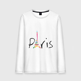 Мужской лонгслив хлопок с принтом Красочный Париж в Петрозаводске, 100% хлопок |  | башня | красочный париж | париж | туристические | франция | эльфивая башня