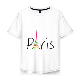 Мужская футболка хлопок Oversize с принтом Красочный Париж в Петрозаводске, 100% хлопок | свободный крой, круглый ворот, “спинка” длиннее передней части | башня | красочный париж | париж | туристические | франция | эльфивая башня