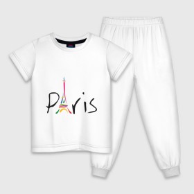 Детская пижама хлопок с принтом Красочный Париж в Петрозаводске, 100% хлопок |  брюки и футболка прямого кроя, без карманов, на брюках мягкая резинка на поясе и по низу штанин
 | башня | красочный париж | париж | туристические | франция | эльфивая башня