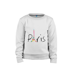 Детский свитшот хлопок с принтом Красочный Париж в Петрозаводске, 100% хлопок | круглый вырез горловины, эластичные манжеты, пояс и воротник | башня | красочный париж | париж | туристические | франция | эльфивая башня