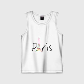 Детская майка хлопок с принтом Красочный Париж в Петрозаводске,  |  | башня | красочный париж | париж | туристические | франция | эльфивая башня