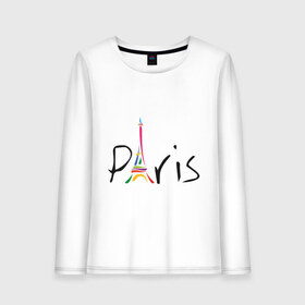 Женский лонгслив хлопок с принтом Красочный Париж в Петрозаводске, 100% хлопок |  | башня | красочный париж | париж | туристические | франция | эльфивая башня