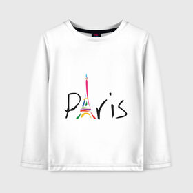 Детский лонгслив хлопок с принтом Красочный Париж в Петрозаводске, 100% хлопок | круглый вырез горловины, полуприлегающий силуэт, длина до линии бедер | башня | красочный париж | париж | туристические | франция | эльфивая башня