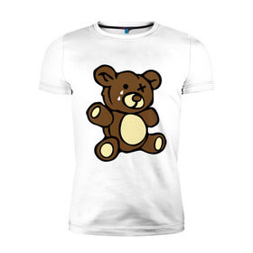 Мужская футболка премиум с принтом Плюшевый медведь в Петрозаводске, 92% хлопок, 8% лайкра | приталенный силуэт, круглый вырез ворота, длина до линии бедра, короткий рукав | животные | медведь | мишка | плюшевый медведь | слезки