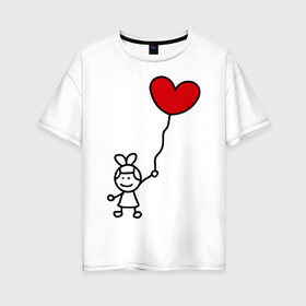 Женская футболка хлопок Oversize с принтом сердце-шарики женская в Петрозаводске, 100% хлопок | свободный крой, круглый ворот, спущенный рукав, длина до линии бедер
 | 14 февраля | все | день святого валентина | для двоих | идеи подарков | парные | сердце шарики
