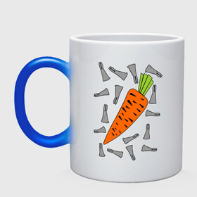 Кружка хамелеон с принтом морковка и кролик парная в Петрозаводске, керамика | меняет цвет при нагревании, емкость 330 мл | 14 февраля | все | день святого валентина | для двоих | идеи подарков | морковка и кролик | парные