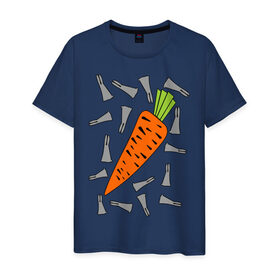 Мужская футболка хлопок с принтом морковка и кролик парная в Петрозаводске, 100% хлопок | прямой крой, круглый вырез горловины, длина до линии бедер, слегка спущенное плечо. | Тематика изображения на принте: 14 февраля | все | день святого валентина | для двоих | идеи подарков | морковка и кролик | парные