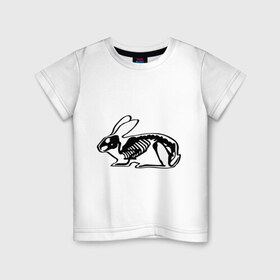 Детская футболка хлопок с принтом Рентген зайца в Петрозаводске, 100% хлопок | круглый вырез горловины, полуприлегающий силуэт, длина до линии бедер | Тематика изображения на принте: скелет