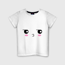 Детская футболка хлопок с принтом Поцелуйчик в Петрозаводске, 100% хлопок | круглый вырез горловины, полуприлегающий силуэт, длина до линии бедер | 14 | мордочка | позитив и смайлы | поцелуйчик