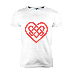 Мужская футболка премиум с принтом Сердце из кельтских узоров в Петрозаводске, 92% хлопок, 8% лайкра | приталенный силуэт, круглый вырез ворота, длина до линии бедра, короткий рукав | 
