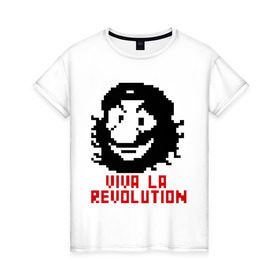 Женская футболка хлопок с принтом Viva la revolution в Петрозаводске, 100% хлопок | прямой крой, круглый вырез горловины, длина до линии бедер, слегка спущенное плечо | че гевара