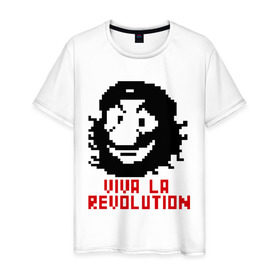 Мужская футболка хлопок с принтом Viva la revolution в Петрозаводске, 100% хлопок | прямой крой, круглый вырез горловины, длина до линии бедер, слегка спущенное плечо. | Тематика изображения на принте: че гевара