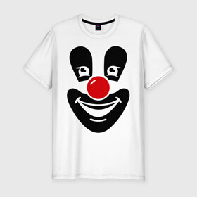 Мужская футболка премиум с принтом Веселый клоун в Петрозаводске, 92% хлопок, 8% лайкра | приталенный силуэт, круглый вырез ворота, длина до линии бедра, короткий рукав | веселый клоун | клоун | маска | позитив и смайлы | прикольные картинки | цирк