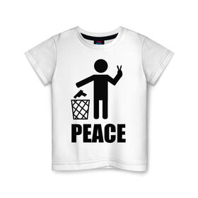 Детская футболка хлопок с принтом Peace (мир) в Петрозаводске, 100% хлопок | круглый вырез горловины, полуприлегающий силуэт, длина до линии бедер | Тематика изображения на принте: 