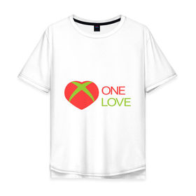Мужская футболка хлопок Oversize с принтом Xbox - one love в Петрозаводске, 100% хлопок | свободный крой, круглый ворот, “спинка” длиннее передней части | one love | xbox | одна любовь