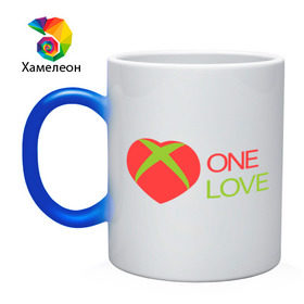 Кружка хамелеон с принтом xbox - one love в Петрозаводске, керамика | меняет цвет при нагревании, емкость 330 мл | one love | xbox | одна любовь