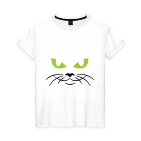 Женская футболка хлопок с принтом Кошачьи глазки в Петрозаводске, 100% хлопок | прямой крой, круглый вырез горловины, длина до линии бедер, слегка спущенное плечо | глазки | киса | кошачьи глазки | кошки | мурка | усы