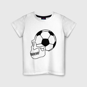 Детская футболка хлопок с принтом Футбольная голова в Петрозаводске, 100% хлопок | круглый вырез горловины, полуприлегающий силуэт, длина до линии бедер | football | кости | мяч | спорт | футбол | футболерывкашники | футбольная голова | череп
