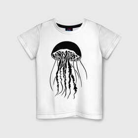 Детская футболка хлопок с принтом Медуза в Петрозаводске, 100% хлопок | круглый вырез горловины, полуприлегающий силуэт, длина до линии бедер | Тематика изображения на принте: животные | медуза | море | прикольные картинки