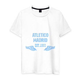 Мужская футболка хлопок с принтом Atletico Madrid (Атлетико Мадрид) в Петрозаводске, 100% хлопок | прямой крой, круглый вырез горловины, длина до линии бедер, слегка спущенное плечо. | atletico madrid | атлетико мадрид | спорт | футбол