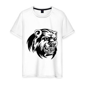 Мужская футболка хлопок с принтом Медведь в Петрозаводске, 100% хлопок | прямой крой, круглый вырез горловины, длина до линии бедер, слегка спущенное плечо. | 