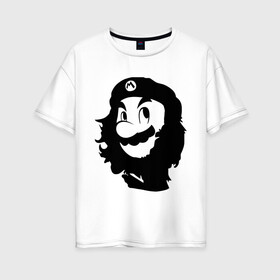 Женская футболка хлопок Oversize с принтом Che Mario в Петрозаводске, 100% хлопок | свободный крой, круглый ворот, спущенный рукав, длина до линии бедер
 | nintendo | марио | нинтендо | че гевара