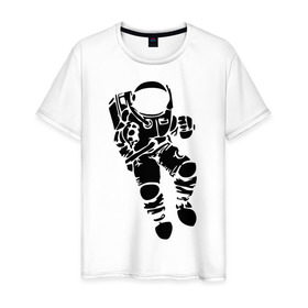 Мужская футболка хлопок с принтом Космонавт в Петрозаводске, 100% хлопок | прямой крой, круглый вырез горловины, длина до линии бедер, слегка спущенное плечо. | астрономия | звезды | земля | космонавт | космос | прикольные картинки