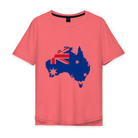 Мужская футболка хлопок Oversize с принтом Флаг Австралии в Петрозаводске, 100% хлопок | свободный крой, круглый ворот, “спинка” длиннее передней части | Тематика изображения на принте: 