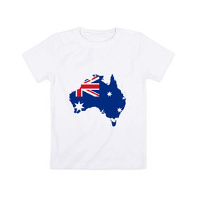 Детская футболка хлопок с принтом Флаг Австралии в Петрозаводске, 100% хлопок | круглый вырез горловины, полуприлегающий силуэт, длина до линии бедер | 