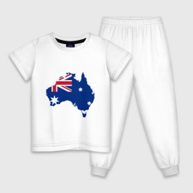 Детская пижама хлопок с принтом Флаг Австралии в Петрозаводске, 100% хлопок |  брюки и футболка прямого кроя, без карманов, на брюках мягкая резинка на поясе и по низу штанин
 | Тематика изображения на принте: 