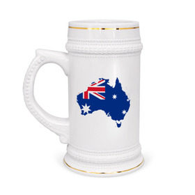 Кружка пивная с принтом Флаг Австралии в Петрозаводске,  керамика (Материал выдерживает высокую температуру, стоит избегать резкого перепада температур) |  объем 630 мл | Тематика изображения на принте: 