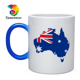 Кружка хамелеон с принтом Флаг Австралии в Петрозаводске, керамика | меняет цвет при нагревании, емкость 330 мл | 
