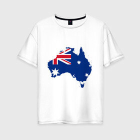 Женская футболка хлопок Oversize с принтом Флаг Австралии в Петрозаводске, 100% хлопок | свободный крой, круглый ворот, спущенный рукав, длина до линии бедер
 | 