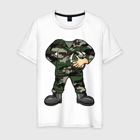 Мужская футболка хлопок с принтом Форма в Петрозаводске, 100% хлопок | прямой крой, круглый вырез горловины, длина до линии бедер, слегка спущенное плечо. | военный | защитник | каска | солдат | форма