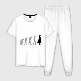 Мужская пижама хлопок с принтом Sherlock evolution в Петрозаводске, 100% хлопок | брюки и футболка прямого кроя, без карманов, на брюках мягкая резинка на поясе и по низу штанин
 | sherlock evolution | кино | мультфильмы и тв 
 шерлок холмс | сыщик | холмс